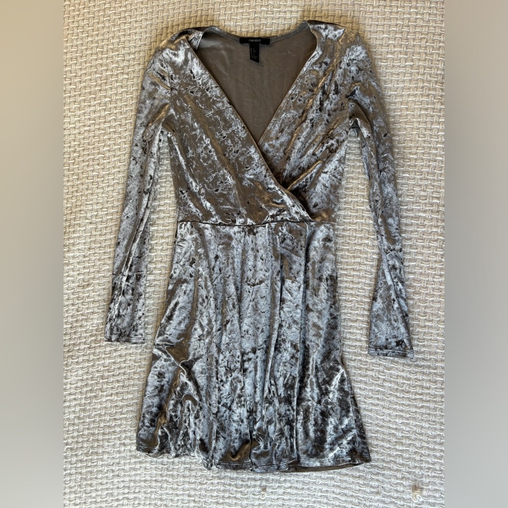 Silver Long Sleeve Mini Dress | Forever 21